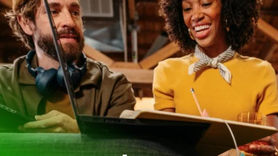 Upwork brand cover image featuring professional freelance workspace and digital collaboration tools for remote work.