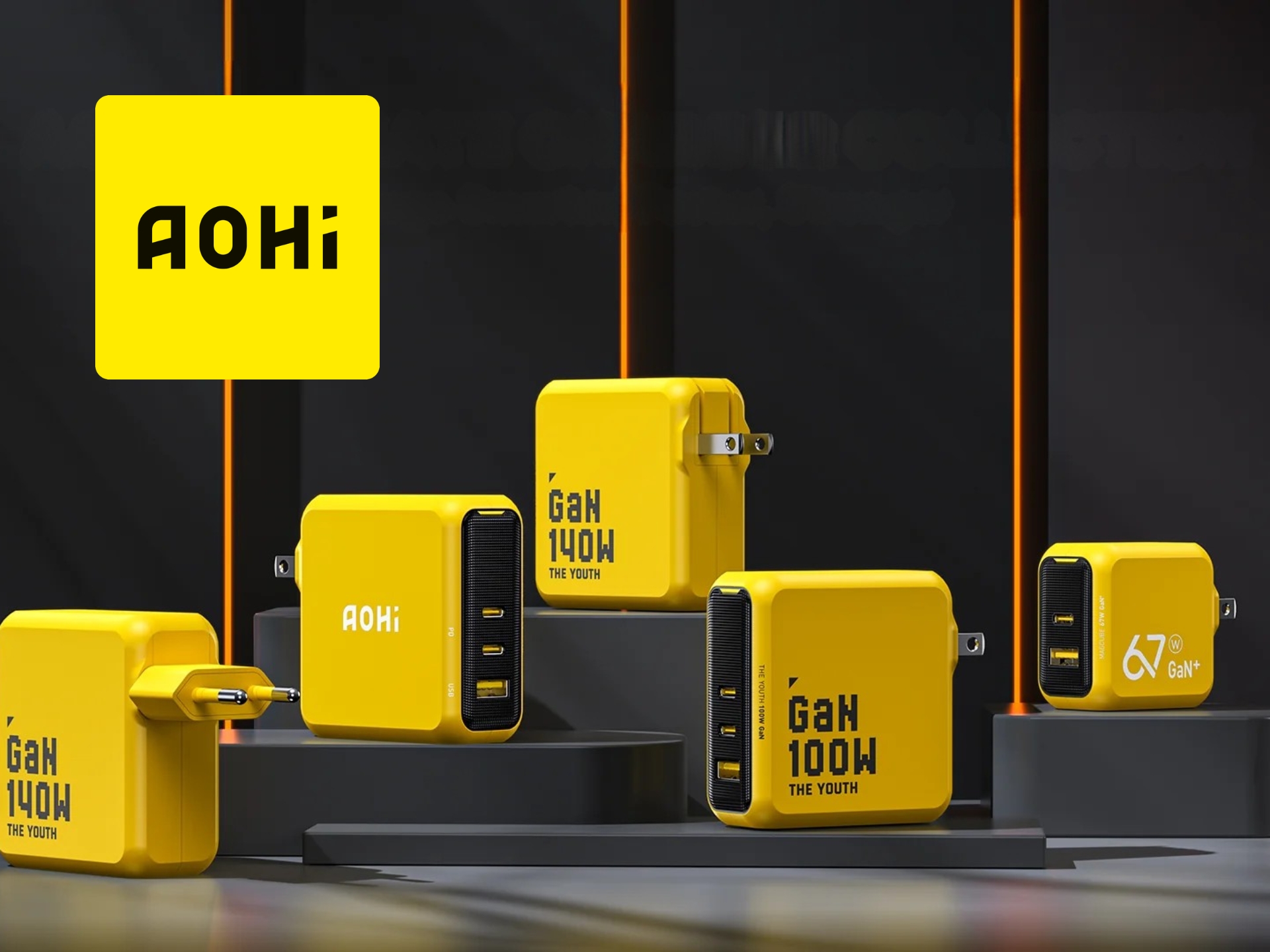 Shop AOHi USB-C fast charger for phones & laptops, compact design, UK power adapter.
