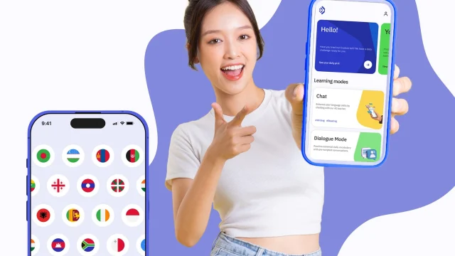 Talkpal AI language learning app interface on a smartphone screen, showcasing interactive speech recognition technology.