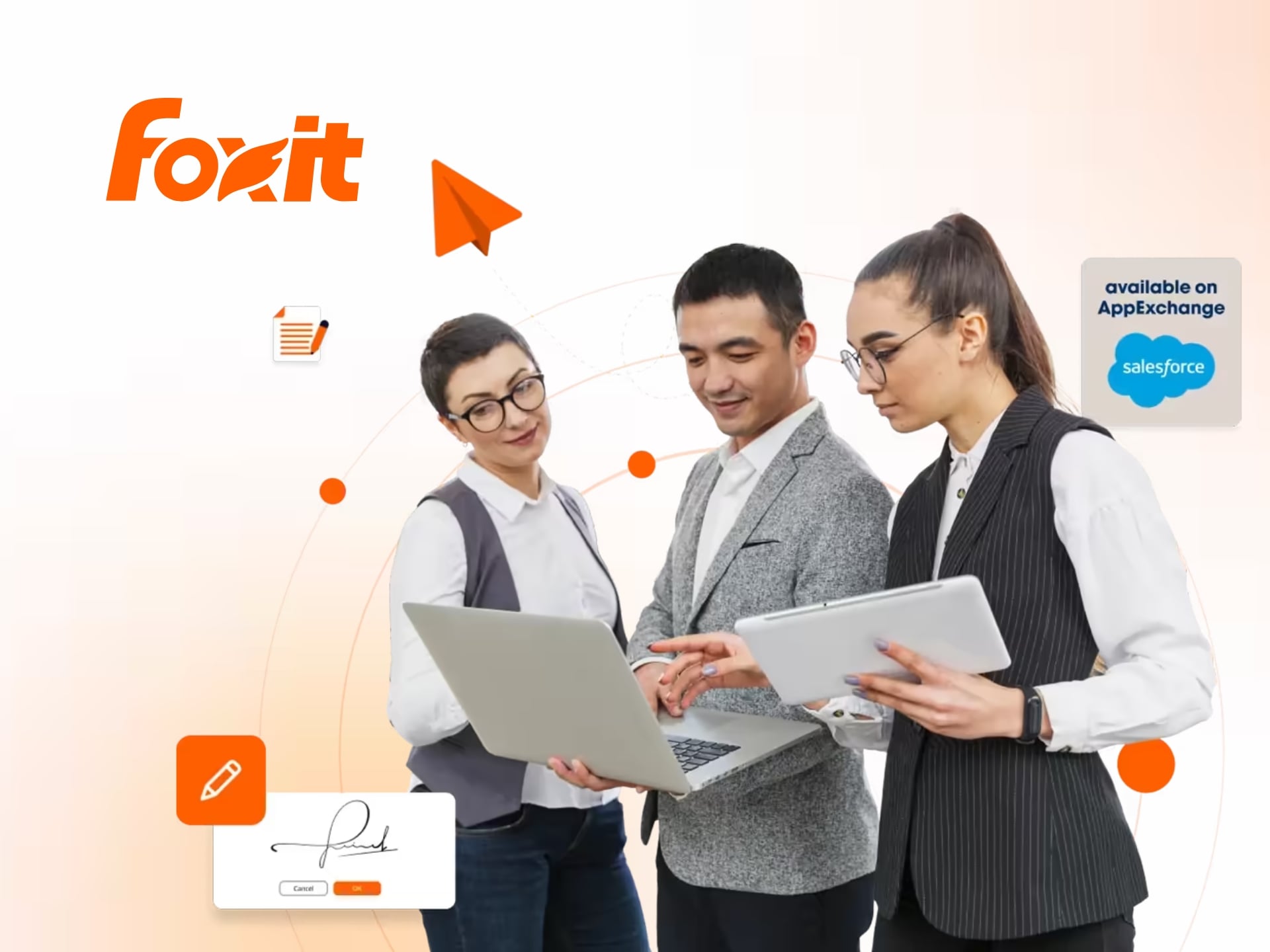 Foxit software cover image showcasing PDF solutions for business, optimising document workflows and productivity