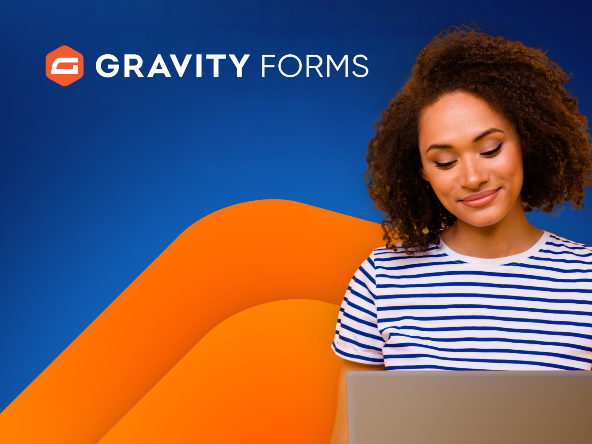 Gravity Forms logo on a dark background, representing the popular WordPress form builder for website owners.