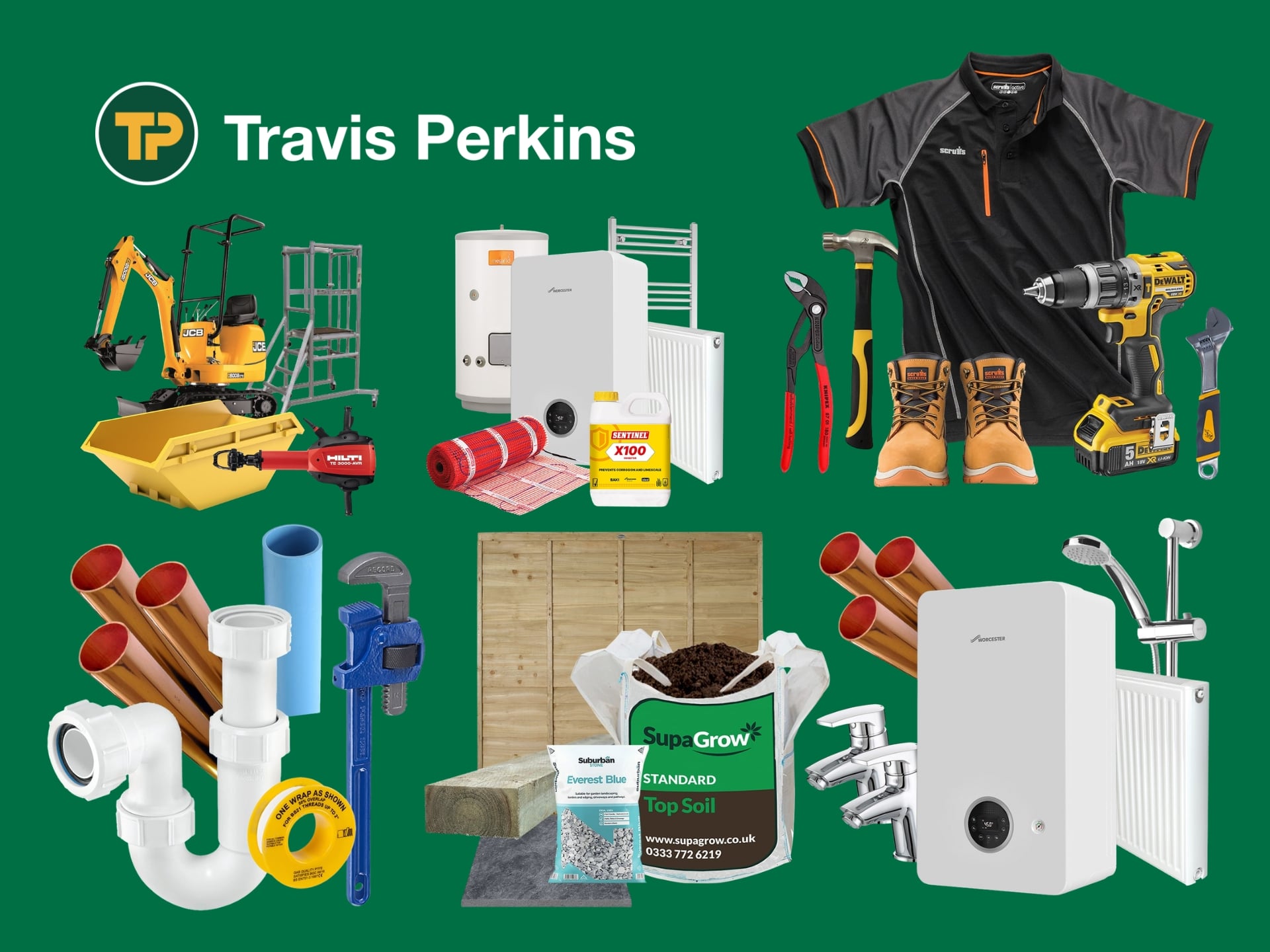 Travis Perkins building materials and tools for trade professionals, showcasing a wide range of products for construction projects.