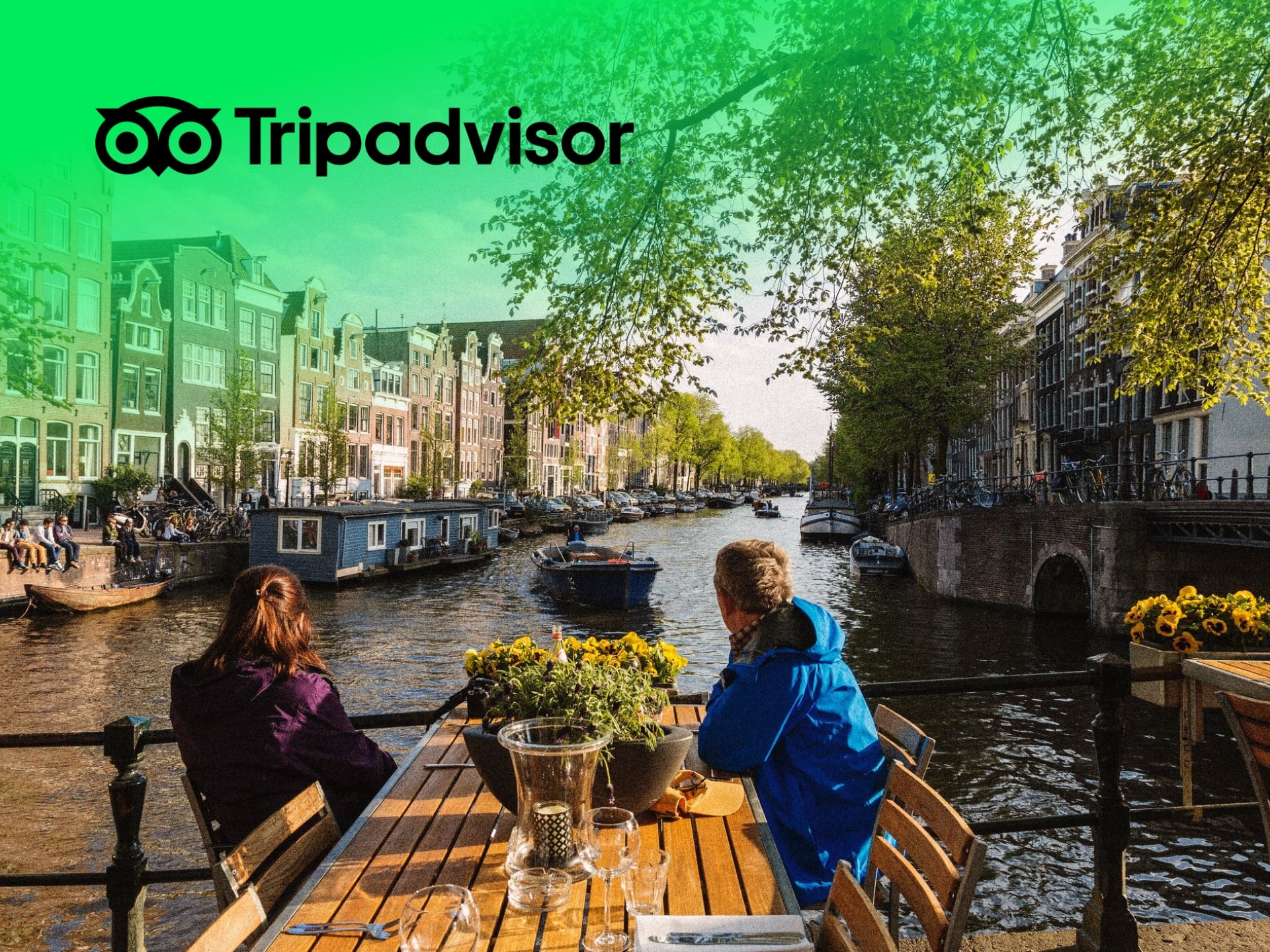 TripAdvisor logo with green owl icon, promoting travel deals, holiday savings, and booking offers