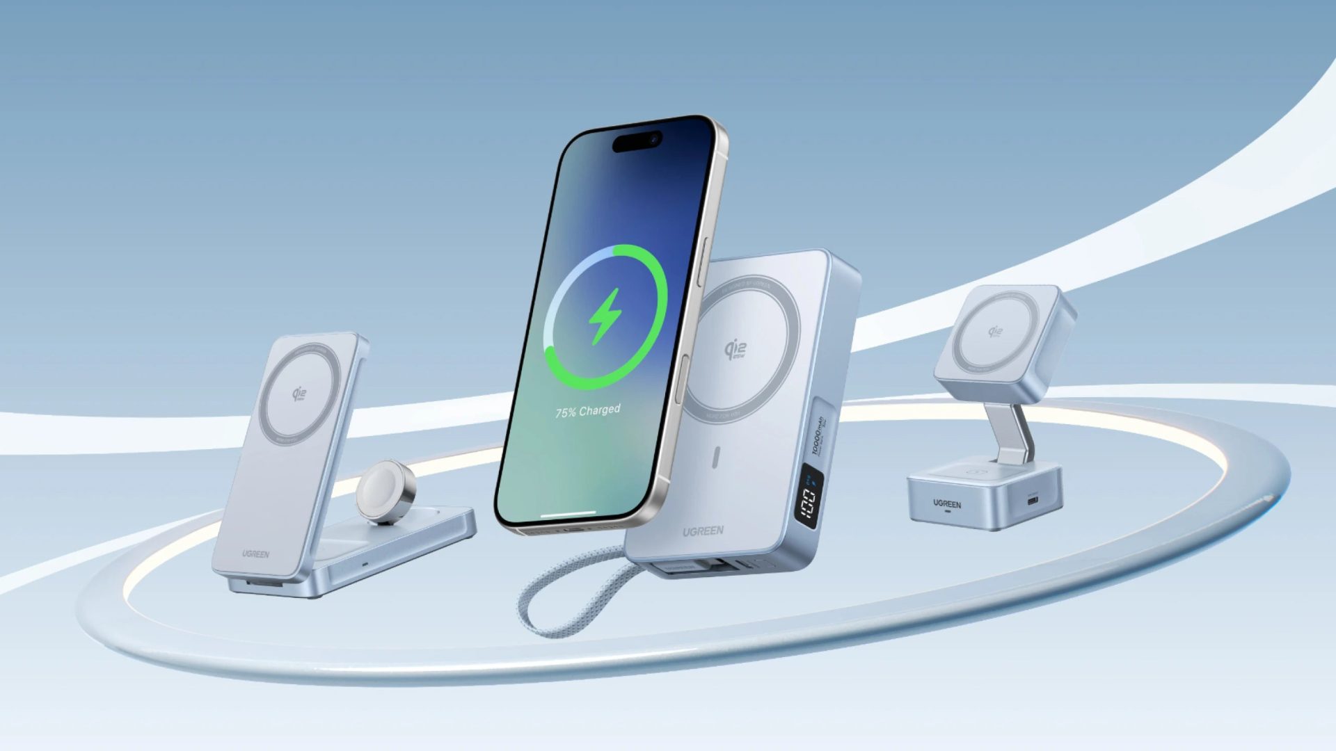 UGREEN tech accessories and charging cables displayed on a clean desk, representing premium UK electronics deals.