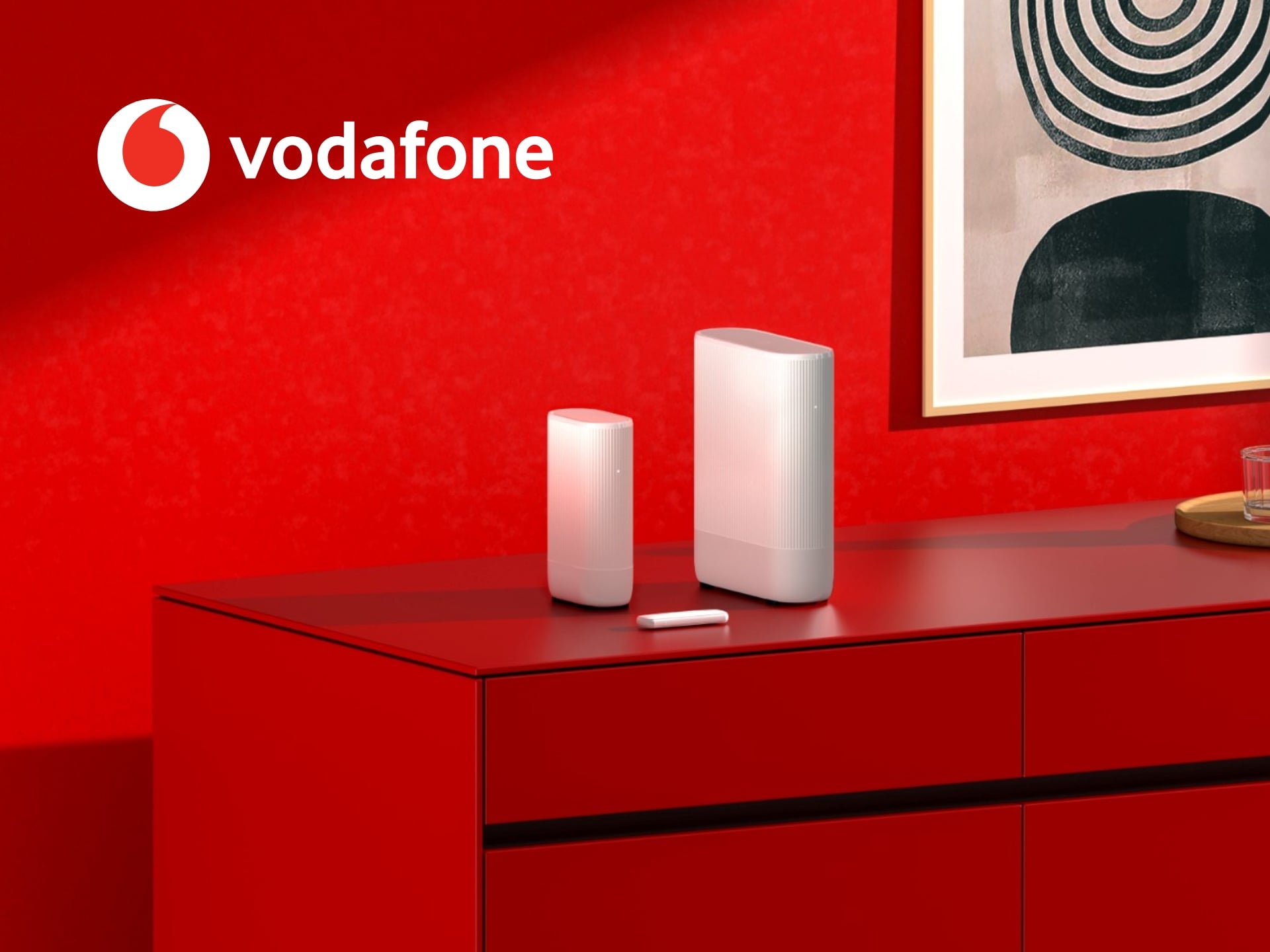 Vodafone broadband UK cover image showing a modern home setup with laptop, phone, and fast internet.