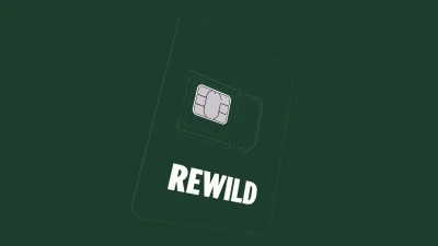 Rewild Mobile brand cover photo featuring eco-friendly mobile deals and sustainable savings on UK network plans.