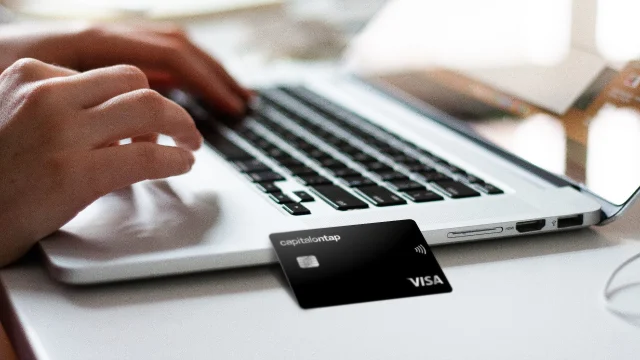 Capital on Tap business credit card displayed on a clean desk, representing flexible corporate finance and spending.