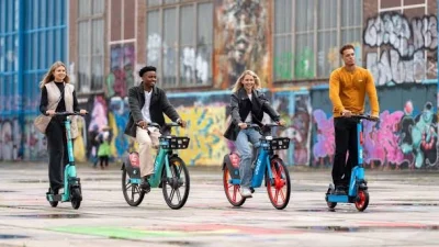 Dott brand logo and promotional offer banner for discounted electric scooter and bike rentals in the UK.