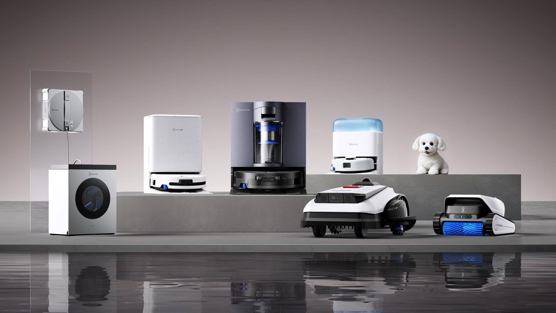Ecovacs UK robotic vacuum cleaner cleaning a modern living room floor for efficient home maintenance and smart cleaning.