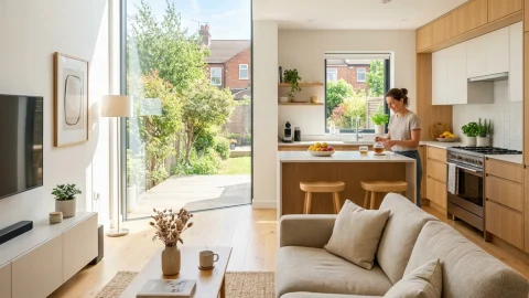 A clean, modern living room interior representing a Housekeep review to help you decide if the cleaning app is worth it.