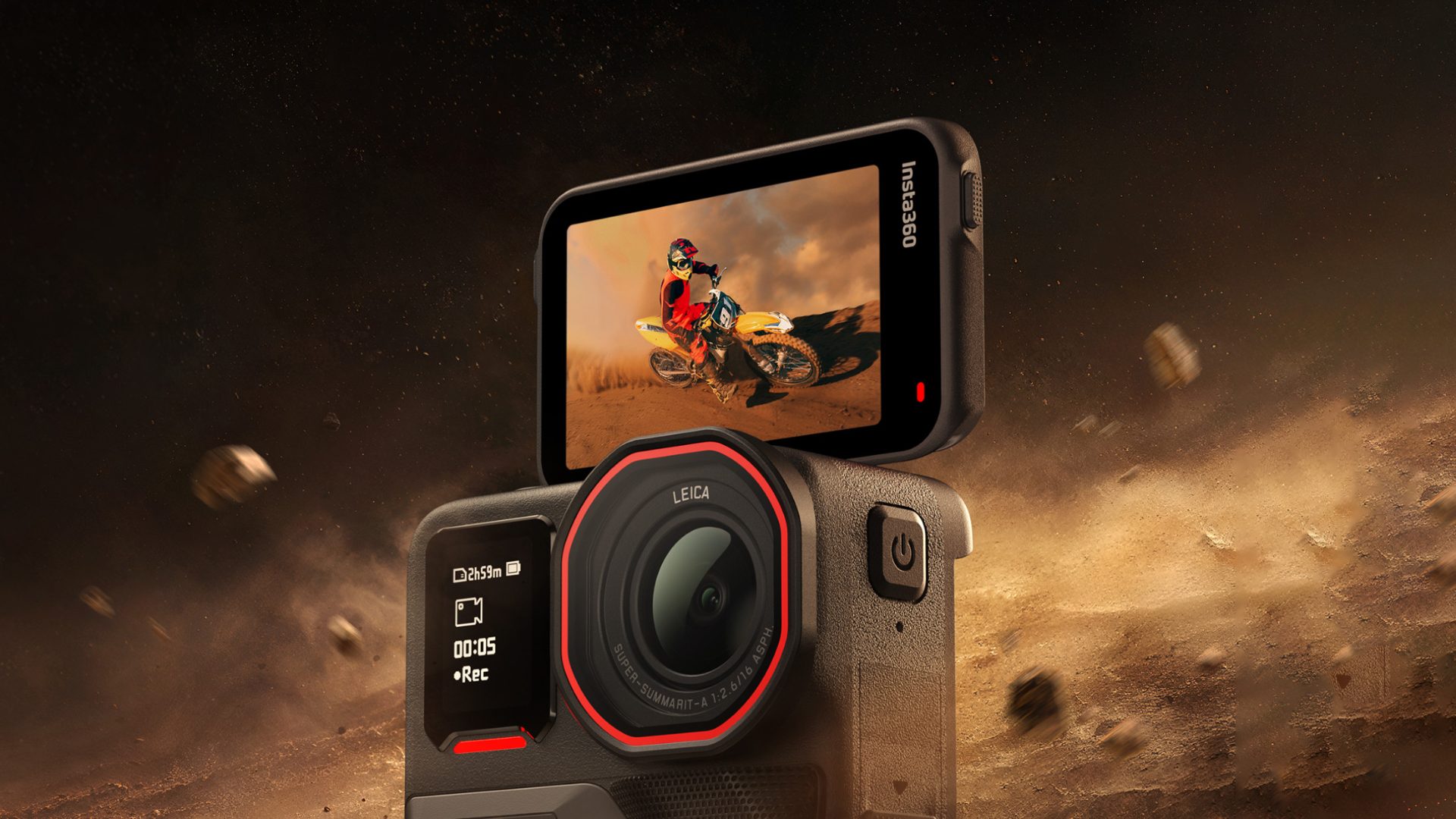 Insta360 action camera on a tripod, showcasing high-definition video recording capabilities for travel vlogging.