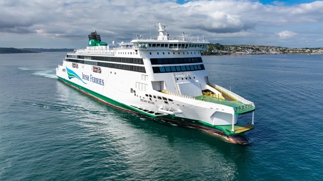 Irish Ferries ship at sea, representing travel deals and ferry crossings between the UK and Ireland.