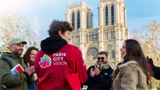 Panoramic view of Paris city centre featuring the Eiffel Tower and historic architecture for Paris City Vision tours.