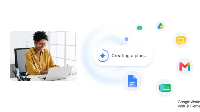 Google Workspace dashboard interface on a laptop screen, showcasing cloud collaboration tools and professional software.