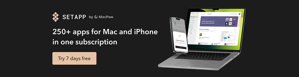 Setapp billboard advertisement showcasing a curated collection of premium software apps for Mac and iOS devices.