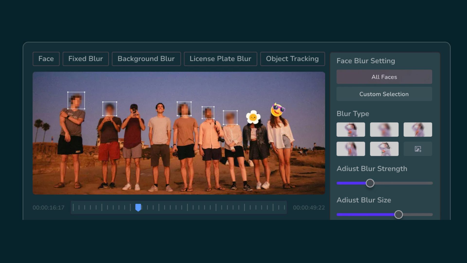 AVCLabs software interface showing AI-powered video enhancement and colour correction tools on a desktop screen.