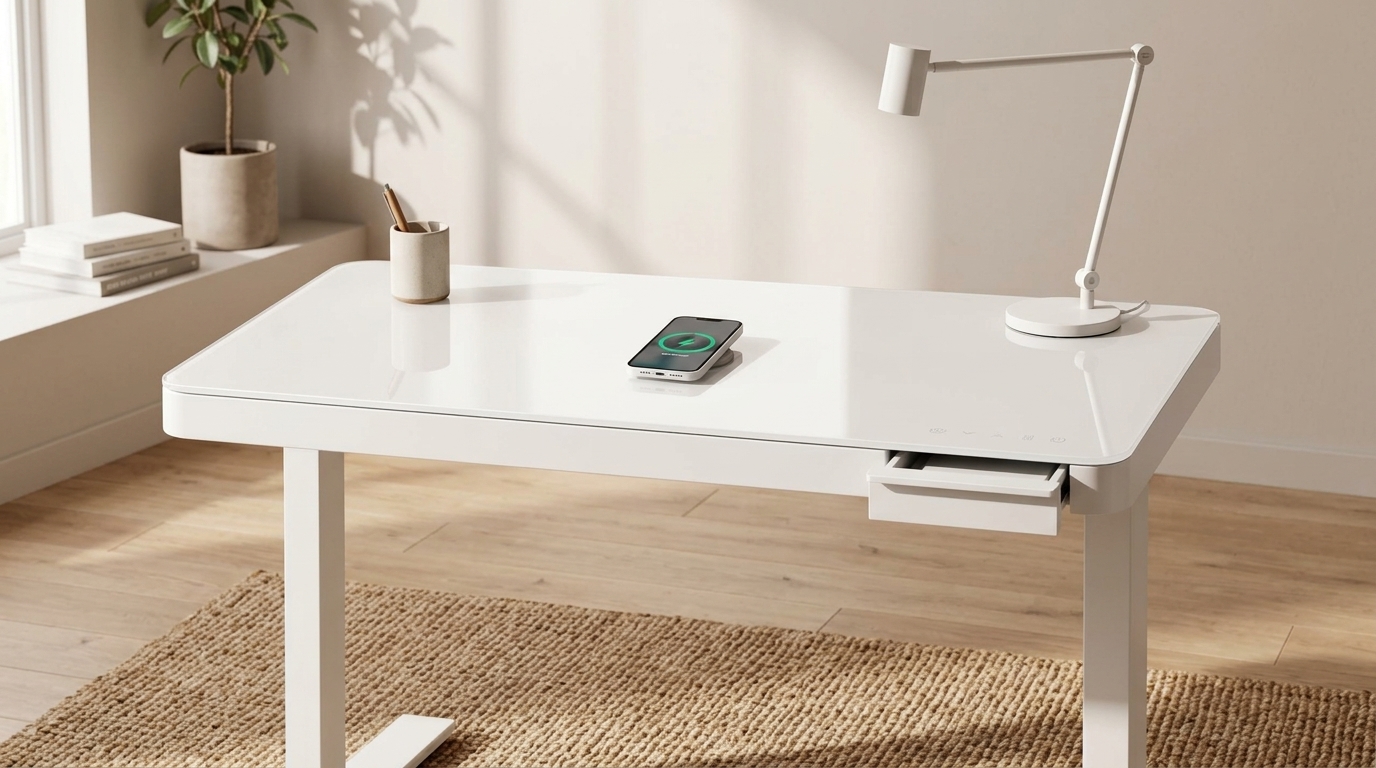 Secretlab MAGNUS Pro sit-to-stand desk with magnetic MAGPAD desk mat and cable management tray
