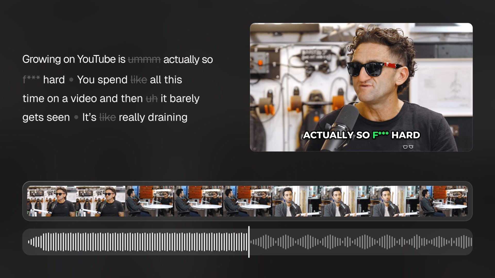 OpusClip AI video repurposing tool interface showing automated short-form content creation for social media marketing.